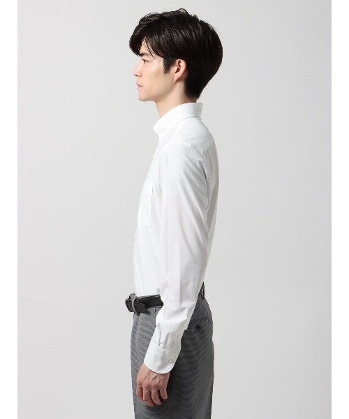 SUIT SQUARE(スーツスクエア)の「涼しい最高シャツ 長袖ワイシャツ ノンアイロンジャージー ボタンダウンカラー ドレスシャツ(ビジネスシャツ・メンズ・ホワイト系/ブルー系・首回り43cm-裄丈90cm/首回り45cm-裄丈86cm/首回り37cm-裄丈80cm/首回り37cm-裄丈84cm/首回り39cm-裄丈82cm/首回り39cm-裄丈86cm/首回り41cm-裄丈84cm/首回り41cm-裄丈88cm/首回り43cm-裄丈86cm)」の5枚目の写真