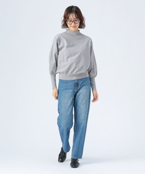 BEAMS HEART（ビームスハート）の「【2色展開】ふっくら袖 ハイネック ニット（ニット/セーター・レディース・サックスブルー/ブラック/グレー/オフホワイト・FREE）」の22枚目の写真