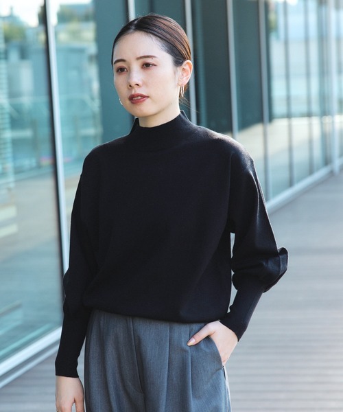 セール】【2色展開】ふっくら袖 ハイネック ニット（ニット/セーター