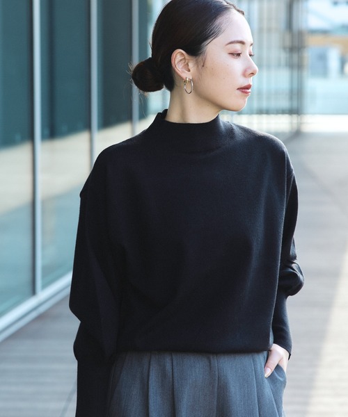 BEAMS HEART（ビームスハート）の「【2色展開】ふっくら袖 ハイネック ニット（ニット/セーター・レディース・サックスブルー/ブラック/グレー/オフホワイト・FREE）」の13枚目の写真