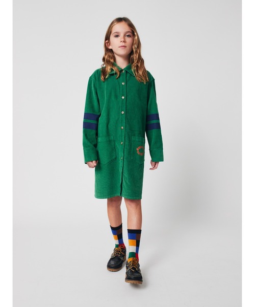 BOBO CHOSES（ボボショーズ）の「Tic Tac Toe corduroy shirt dress（ワンピース・キッズ・グリーン・2-3YEAR/4-5YEAR/6-7YEAR/8-9y）」の3枚目の写真
