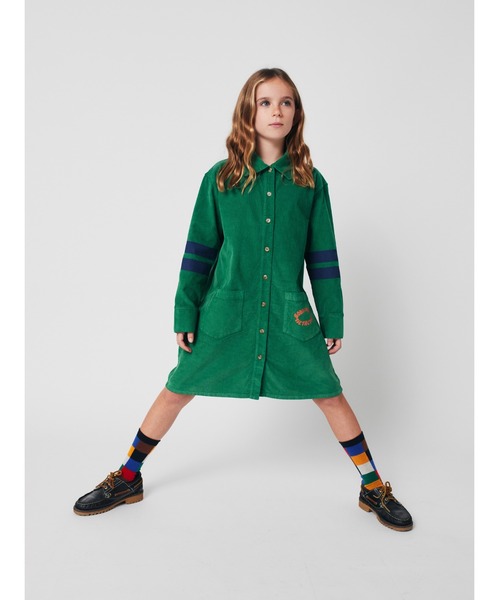 BOBO CHOSES（ボボショーズ）の「Tic Tac Toe corduroy shirt dress（ワンピース・キッズ・グリーン・2-3YEAR/4-5YEAR/6-7YEAR/8-9y）」の4枚目の写真