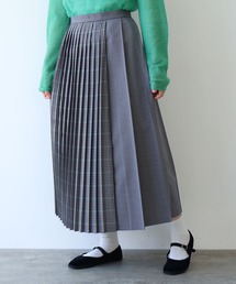 yuni | ウールポリエステルCheck switch pleated スカート(スカート)