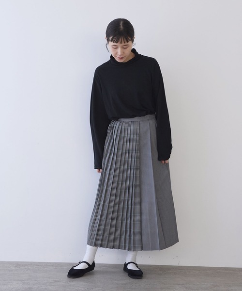 yuni（ユニ　）の「ウールポリエステルCheck switch pleated スカート（スカート・レディース・ベージュ/グレー・FREE）」の10枚目の写真