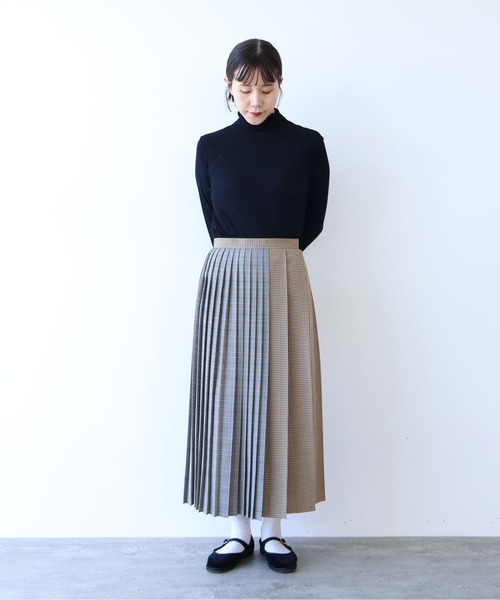 yuni（ユニ　）の「ウールポリエステルCheck switch pleated スカート（スカート・レディース・ベージュ/グレー・FREE）」の18枚目の写真
