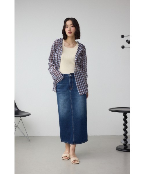 AZUL by moussy（アズールバイマウジー）の「C/T冷感サイドゴムデニムスカート（デニムスカート・レディース・ブルー/ダークブルー・SMALL/MEDIUM/LARGE）」の13枚目の写真