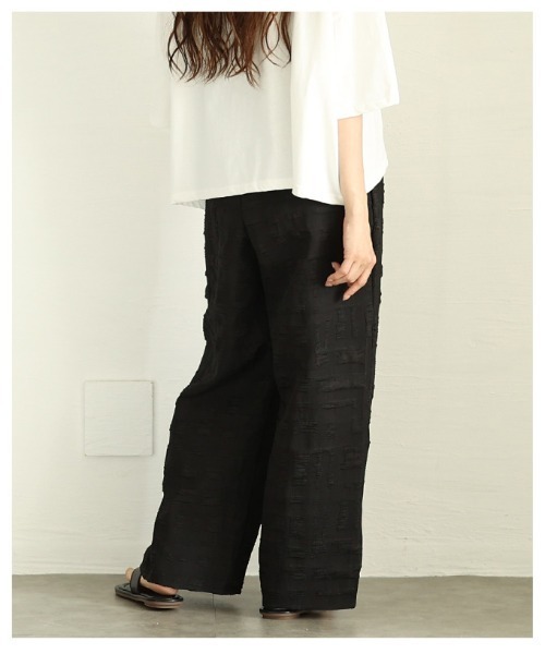 Sawa a la mode（サワアラモード）の「ジャガードセミワイドパンツ（その他パンツ・レディース・ブラック/アイボリー・FREE）」の9枚目の写真