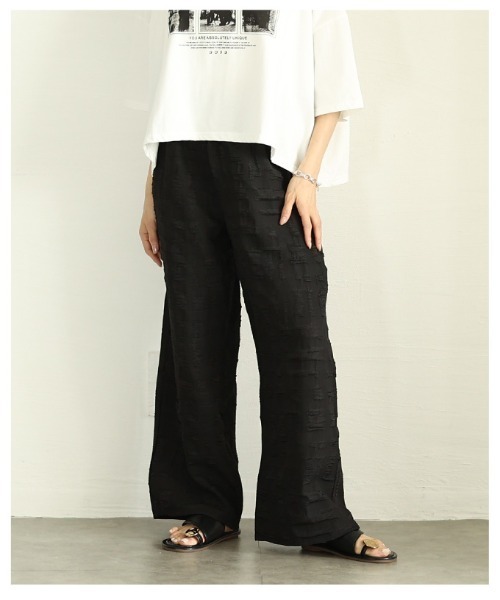 Sawa a la mode（サワアラモード）の「ジャガードセミワイドパンツ（その他パンツ・レディース・ブラック/アイボリー・FREE）」の11枚目の写真