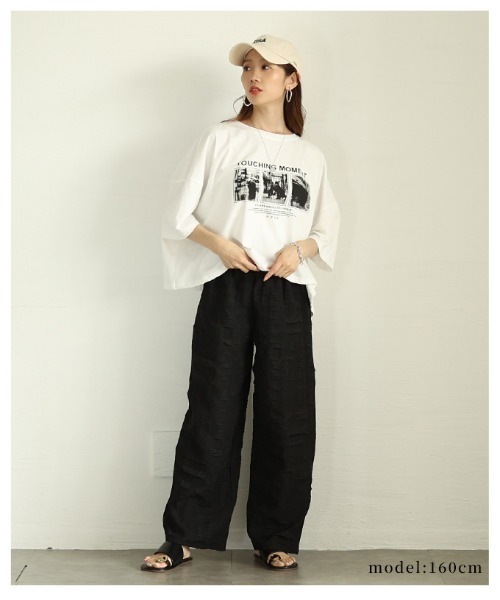 Sawa a la mode（サワアラモード）の「ジャガードセミワイドパンツ（その他パンツ・レディース・ブラック/アイボリー・FREE）」の12枚目の写真