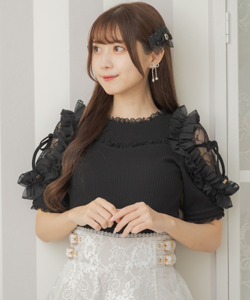 couture BY ROJITA（クチュールバイロジータ）の「肩透かしラッフルトップス（Tシャツ/カットソー・レディース・ホワイト/ブラック/マルチ・FREE）」の20枚目の写真