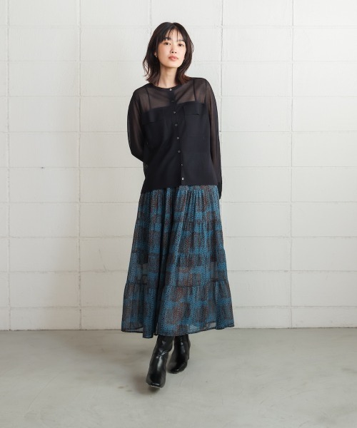 Bou Jeloud(ブージュルード)の「柄ティアードスカート(スカート・レディース・ブルー/ベージュ・38)」の18枚目の写真