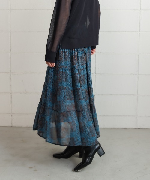 Bou Jeloud(ブージュルード)の「柄ティアードスカート(スカート・レディース・ブルー/ベージュ・38)」の20枚目の写真