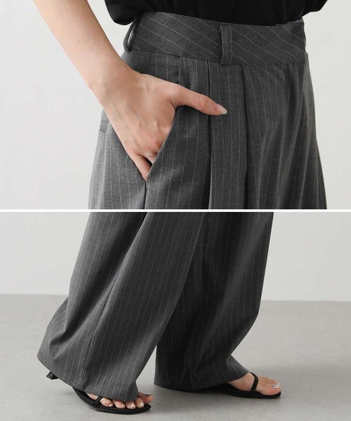 Gready Brilliant(グレディブリリアン)の「ストライプタックワイドパンツ(その他パンツ・レディース・グレー/ブラック・38)」の11枚目の写真