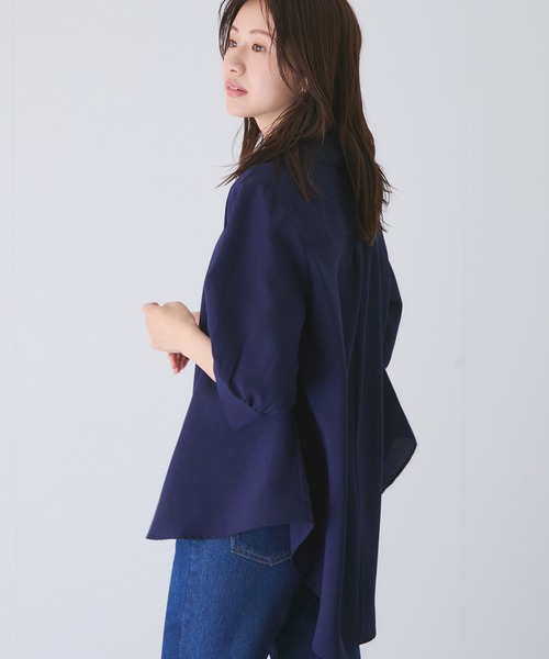 Jayro(ジャイロ)の「パフスリーブスキッパーシャツ(シャツ/ブラウス・レディース・ネイビー/ホワイト系その他/グリーン/ピンク/グレー・M)」の6枚目の写真