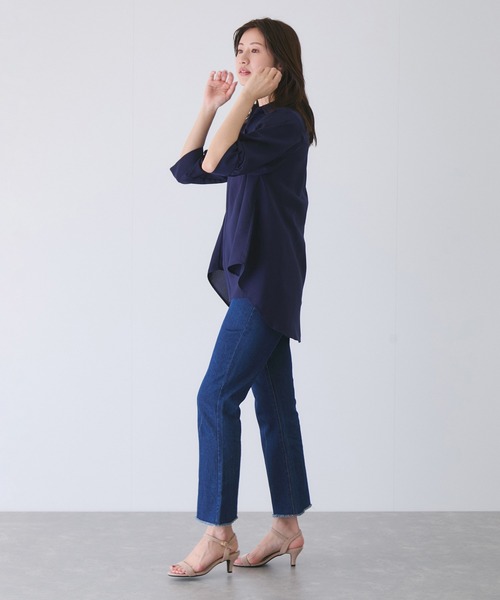 Jayro(ジャイロ)の「パフスリーブスキッパーシャツ(シャツ/ブラウス・レディース・ネイビー/ホワイト系その他/グリーン/ピンク/グレー・M)」の9枚目の写真