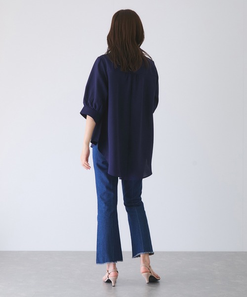 Jayro(ジャイロ)の「パフスリーブスキッパーシャツ(シャツ/ブラウス・レディース・ネイビー/ホワイト系その他/グリーン/ピンク/グレー・M)」の10枚目の写真