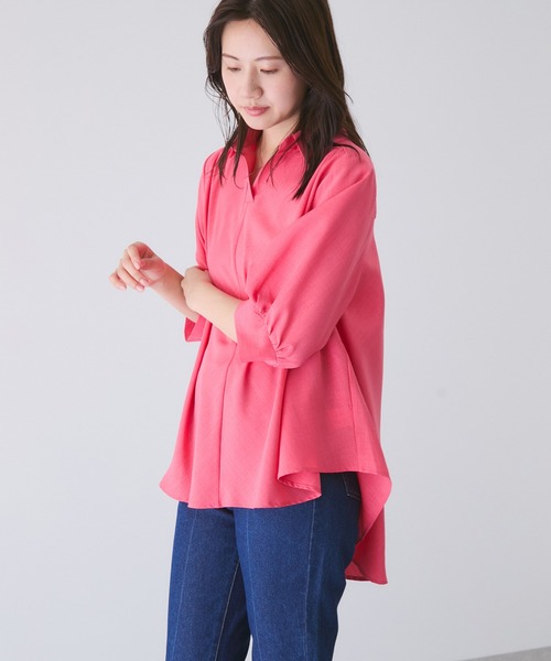 Jayro(ジャイロ)の「パフスリーブスキッパーシャツ(シャツ/ブラウス・レディース・ネイビー/ホワイト系その他/グリーン/ピンク/グレー・M)」の12枚目の写真