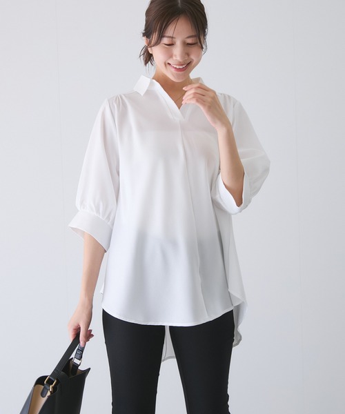 Jayro(ジャイロ)の「パフスリーブスキッパーシャツ(シャツ/ブラウス・レディース・ネイビー/ホワイト系その他/グリーン/ピンク/グレー・M)」の18枚目の写真