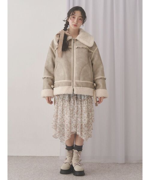 floralイレギュラーヘムミディスカート（スカート）｜merry jenny