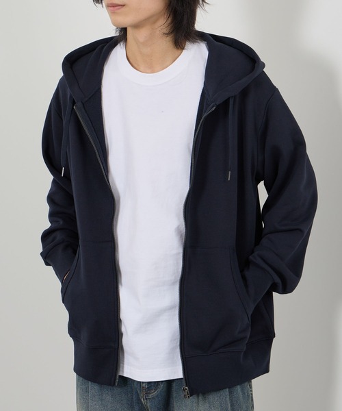 NAVY（ネイビー）の「NAVY 裏毛ZIPフーディー　ユニセックス（パーカー・メンズ・ネイビー/スミクロ/ブラウン/ブルー/杢グレー・M/XL/S/L）」の4枚目の写真