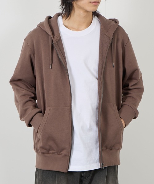 NAVY（ネイビー）の「NAVY 裏毛ZIPフーディー　ユニセックス（パーカー・メンズ・ネイビー/スミクロ/ブラウン/ブルー/杢グレー・M/XL/S/L）」の3枚目の写真