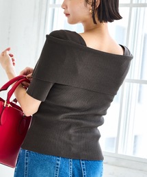 VIS | ビックカラーオフショルハーフスリーブニット(ニット/セーター)