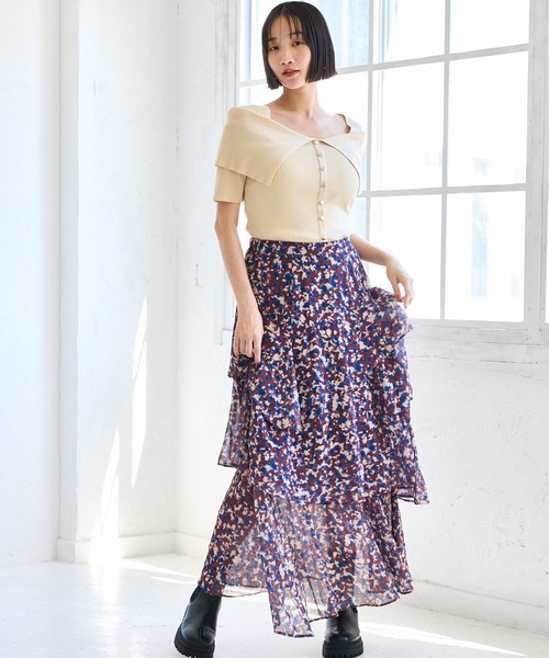 VIS(ビス)の「ビックカラーオフショルハーフスリーブニット(ニット/セーター・レディース・レッド/ベージュ/チャコールグレー・FREE)」の11枚目の写真