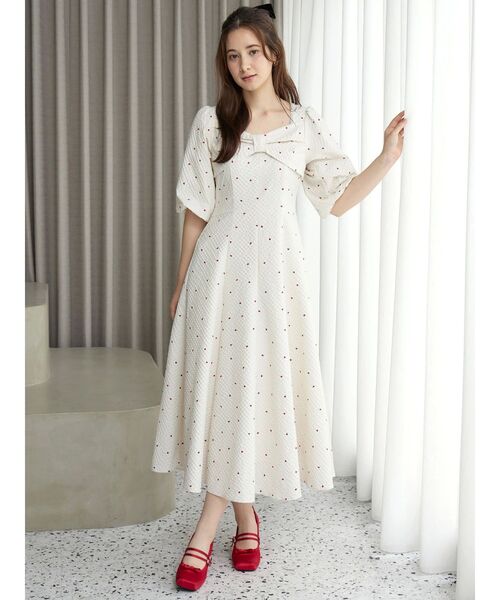 CALNAMUR / HEART PRINT RIBBON ワンピース HEART PRINT RIBBON OP／ハートプリントリボンワンピース