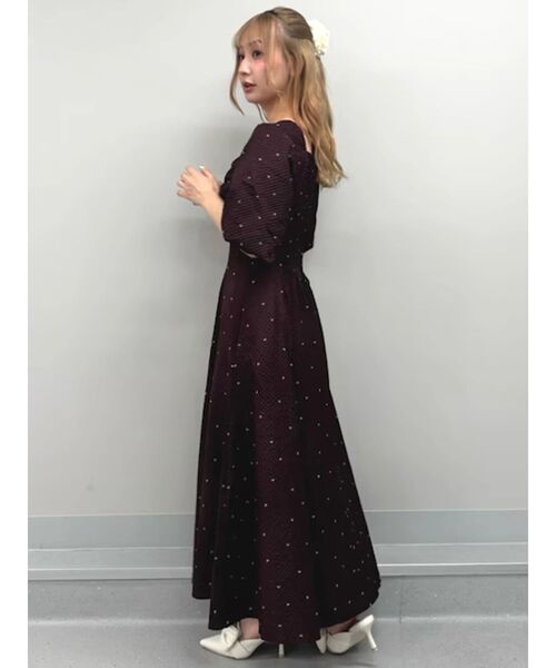 CALNAMUR（カルナムール）の「HEART PRINT RIBBON OP／ハートプリントリボンワンピース（ワンピース・レディース・モカ/ホワイト・SMALL/MEDIUM）」の11枚目の写真