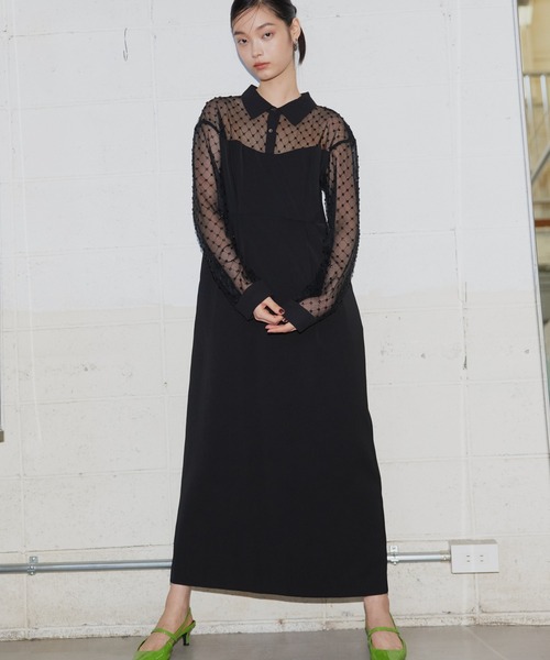 セール】クロスビーズシャツライクドレス / cross beads shirt like