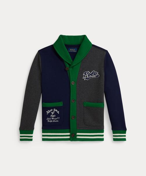 POLO RALPH LAUREN CHILDRENSWEAR(ポロ ラルフ ローレン チルドレンズウェア)の「ロゴ カラーブロック フリース カーディガン(カーディガン/ボレロ・キッズ・グレー系・4/7/3/6)」の1枚目の写真