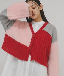 KBF | パッチワークニットカーディガン(カーディガン/ボレロ)