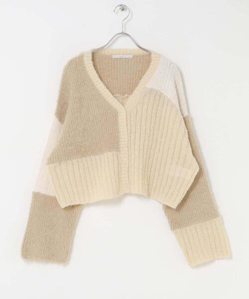 パッチワークニットカーディガン（カーディガン/ボレロ）｜KBF