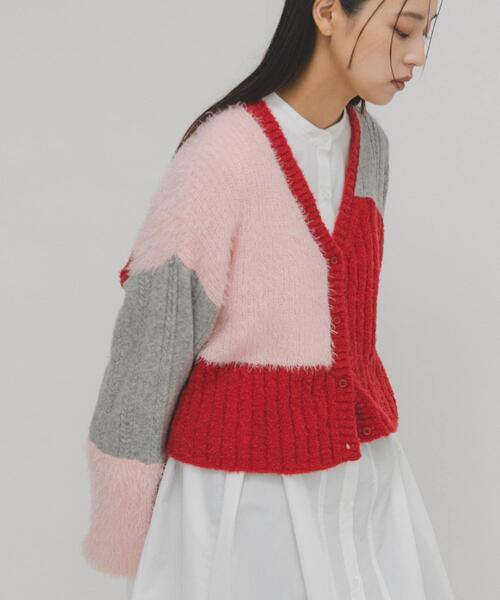 KBF(ケイビーエフ)の「パッチワークニットカーディガン(カーディガン/ボレロ・レディース・レッド系その他/ブルー系その他/ホワイト系その他・ONE)」の22枚目の写真