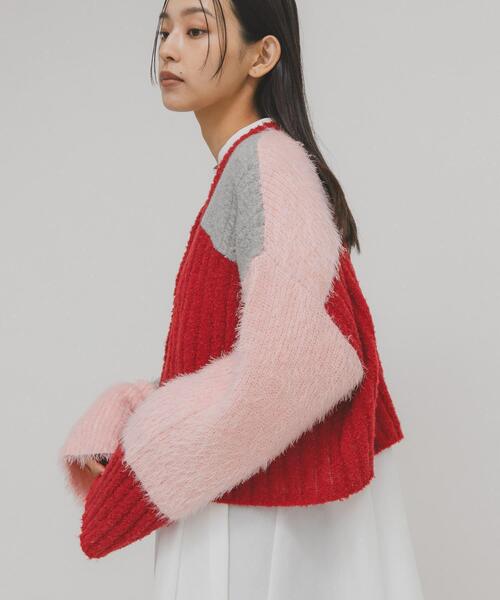 KBF(ケイビーエフ)の「パッチワークニットカーディガン(カーディガン/ボレロ・レディース・レッド系その他/ブルー系その他/ホワイト系その他・ONE)」の21枚目の写真