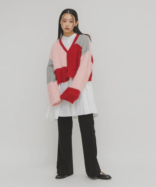 KBF(ケイビーエフ)の「パッチワークニットカーディガン(カーディガン/ボレロ・レディース・レッド系その他/ブルー系その他/ホワイト系その他・ONE)」の19枚目の写真