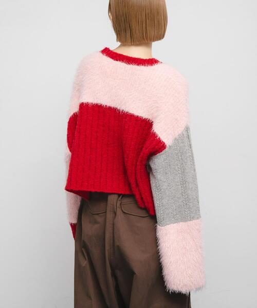 KBF(ケイビーエフ)の「パッチワークニットカーディガン(カーディガン/ボレロ・レディース・レッド系その他/ブルー系その他/ホワイト系その他・ONE)」の18枚目の写真