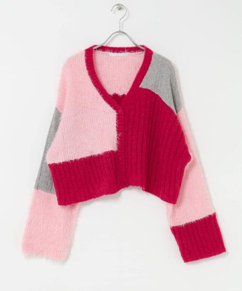 KBF(ケイビーエフ)の「パッチワークニットカーディガン(カーディガン/ボレロ・レディース・レッド系その他/ブルー系その他/ホワイト系その他・ONE)」の16枚目の写真