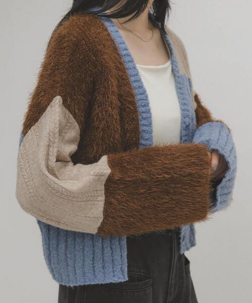 KBF(ケイビーエフ)の「パッチワークニットカーディガン(カーディガン/ボレロ・レディース・レッド系その他/ブルー系その他/ホワイト系その他・ONE)」の14枚目の写真