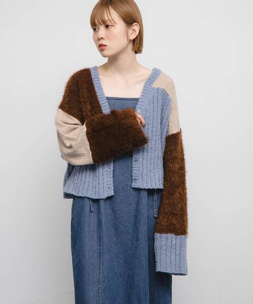 KBF(ケイビーエフ)の「パッチワークニットカーディガン(カーディガン/ボレロ・レディース・レッド系その他/ブルー系その他/ホワイト系その他・ONE)」の11枚目の写真