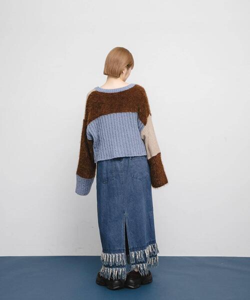 KBF(ケイビーエフ)の「パッチワークニットカーディガン(カーディガン/ボレロ・レディース・レッド系その他/ブルー系その他/ホワイト系その他・ONE)」の9枚目の写真