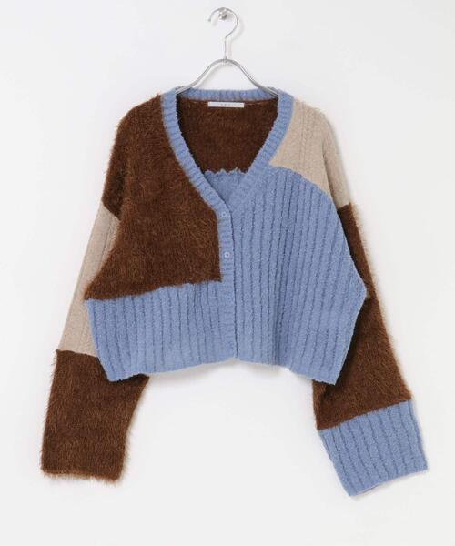 KBF(ケイビーエフ)の「パッチワークニットカーディガン(カーディガン/ボレロ・レディース・レッド系その他/ブルー系その他/ホワイト系その他・ONE)」の8枚目の写真