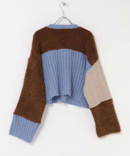 KBF(ケイビーエフ)の「パッチワークニットカーディガン(カーディガン/ボレロ・レディース・レッド系その他/ブルー系その他/ホワイト系その他・ONE)」の6枚目の写真
