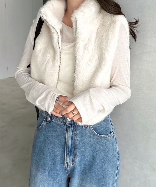 ショート丈フォックスファーベスト（ベスト）｜andme（アンドミー）の