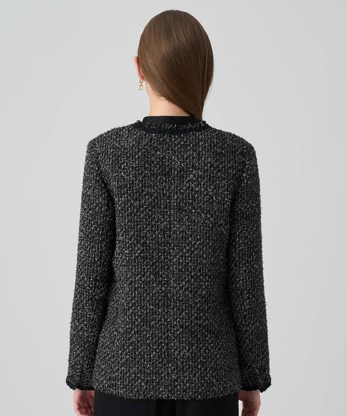 ラメファンシーツイード4ポケット ジャケット（ノーカラージャケット