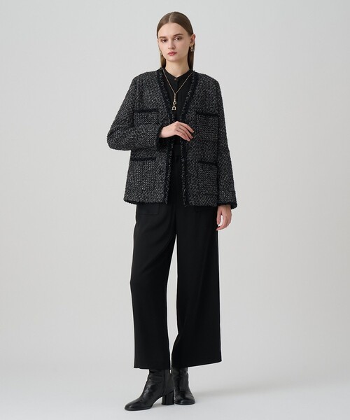 ラメファンシーツイード4ポケット ジャケット（ノーカラージャケット