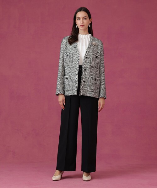 ラメファンシーツイード4ポケット ジャケット（ノーカラージャケット