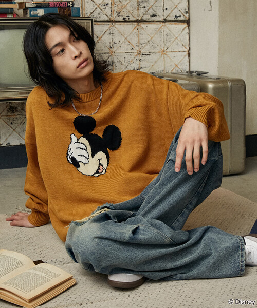 Disney（ディズニー）の「PUBLUX/パブリュクス 別注 MICKEY MOUSE FACE KNIT/ミッキーマウスジャガードニット(限定展開)（ニット/セーター・メンズ・イエロー/チャコールグレー/ライトグレー・SMALL/MEDIUM/LARGE）」の14枚目の写真