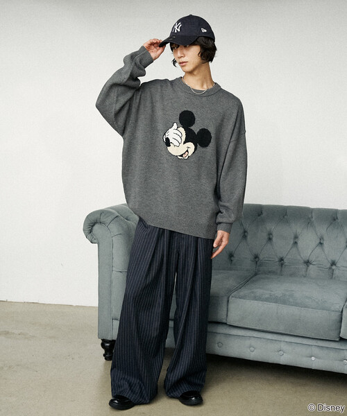 セール】PUBLUX/パブリュクス 別注 MICKEY MOUSE FACE KNIT/ミッキー