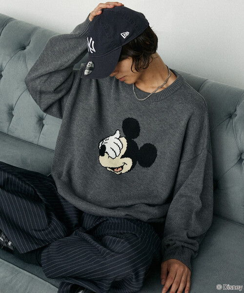 セール】PUBLUX/パブリュクス 別注 MICKEY MOUSE FACE KNIT/ミッキー
